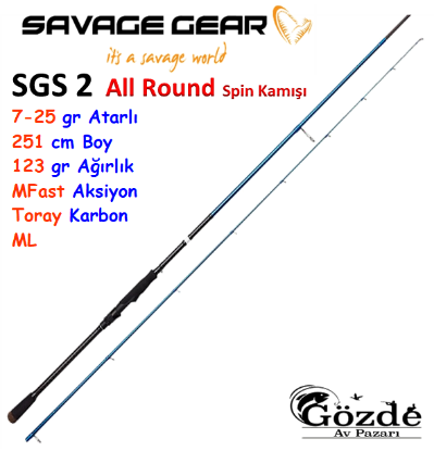 Savage Gear SGS2 All-Around  2.51m  7-25 gr Light Spin Kamışı resmi
