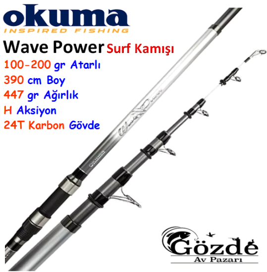 Okuma Wave Power Tele Surf 390 cm 100-200 gr  Surf Kamışı resmi