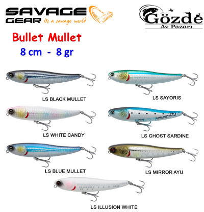 Savage Gear Bullet Mullet 8 cm 8 gr ( Su Üstü )  resmi