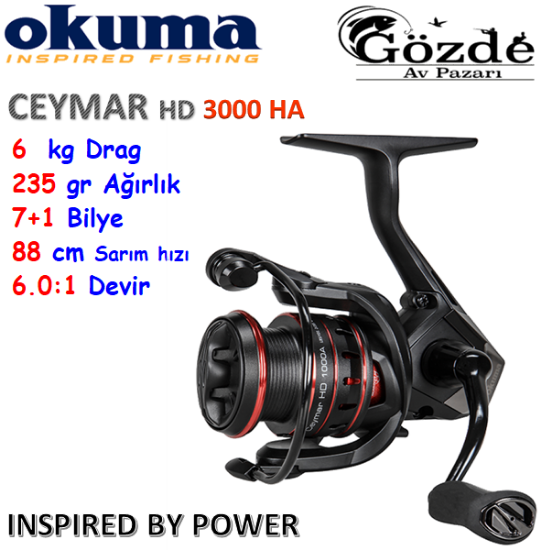 Okuma Ceymar HD 3000 HA Matt Black 7+1 Bilye Makine  resmi