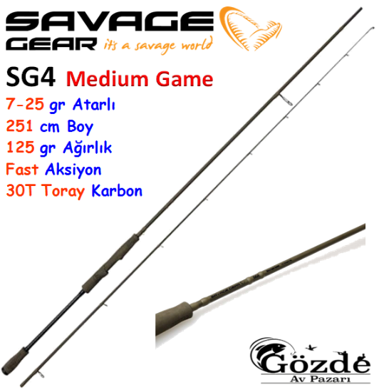 Savage Gear SG4 Medium Game  251 cm 7-25 gr Light Spin Kamışı resmi