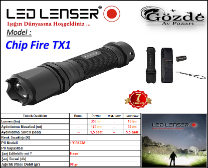 Led Lenser Chip Fire TX1 El Feneri ( Pilli ) resmi