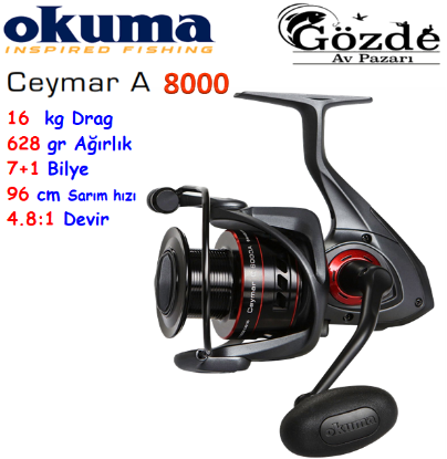 Okuma Ceymar C-8000A Dark Grey 7+1 Bilye Makine   resmi