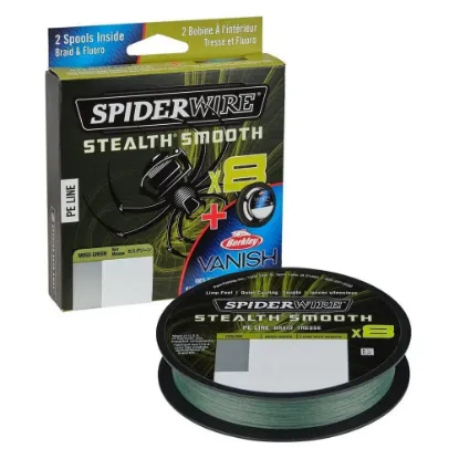 Spider Wire 8 Braid & Fluorocarbon Duo Spool System 150 & 50m Moss Green/Clear resmi
