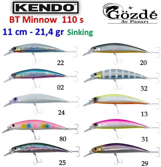 Kendo BT Minnow 110s - 21.4gr Sinking Sahte resmi