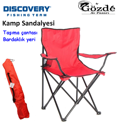 Discovery Kollu Katlanır Kamp Sandalyesi - Kırmızı resmi