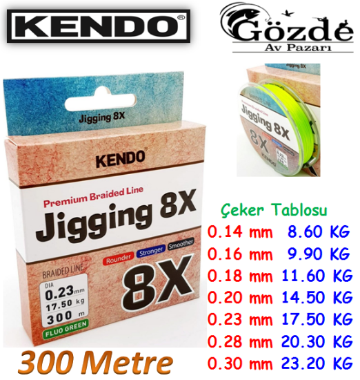 Kendo Jigging 8x Flash ( Fluo Green ) Örgü İp 300 mt resmi