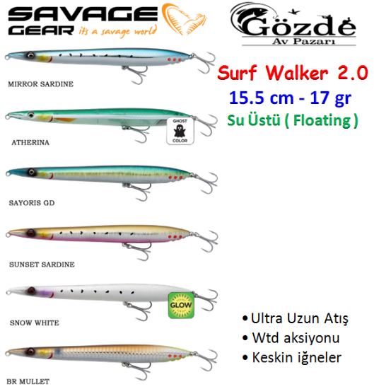 Savage Gear Surf Walker 2.0  15.5 cm 17 gr Su Üstü Sahte Balık  resmi