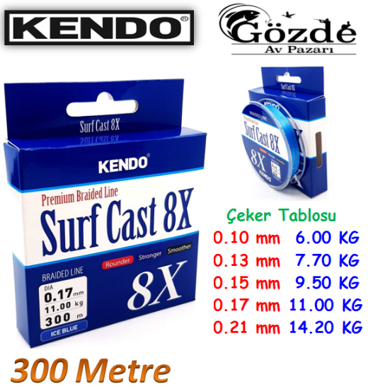 Kendo Surf Cast 8x Fighting ( Ice Blue ) Örgü İp  300 mt resmi