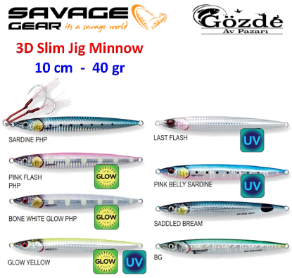 Savage Gear 3D Slim Jig Minnow 10 cm 40 gr Jig Yem resmi