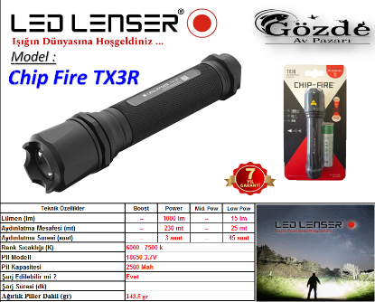 Led Lenser Chip Fire Tx3R El Feneri ( Şarjlı )  resmi