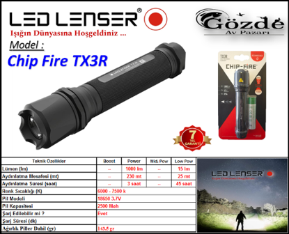 Led Lenser Chip Fire Tx3R El Feneri ( Şarjlı )  resmi