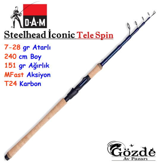 Dam Steelhead İconic  2.40 m 7-28 gr  Tele Spin Kamışı  resmi