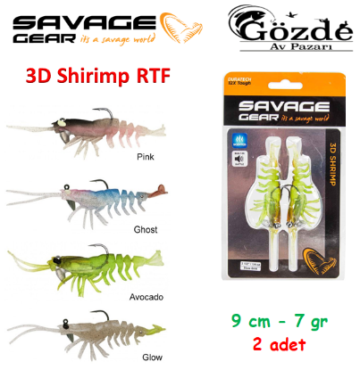 Savage Gear 3D Shrimp RTF 9 cm 7 gr  Silikon Karides (2 Adet) resmi