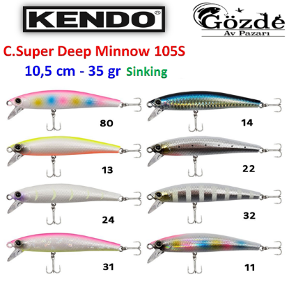 Kendo Cas Supper Deep Minnow 105 S 35 gr Sinking Suni Yem resmi