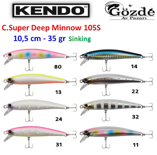 Kendo Cas Supper Deep Minnow 105 S 35 gr Sinking Suni Yem resmi