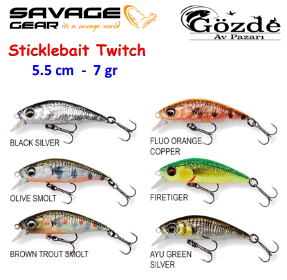 Savage Gear 3D Sticklebait Twitch 5.5 cm -  7 gr  Sinking Suni Yem   resmi