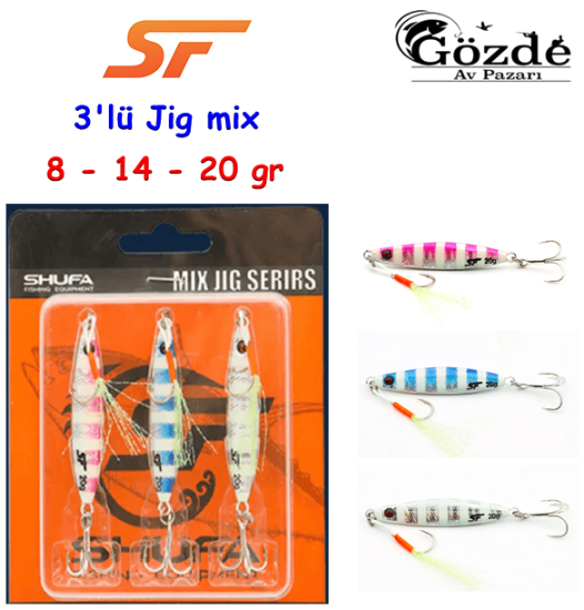 Shufa 3' lü Mix Jigs 14 gr  resmi