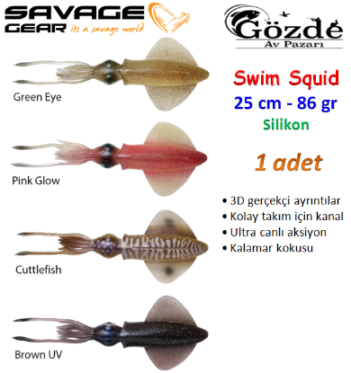 Savage gear Swim Squid 25 cm 86 gr 1 Adet Silikon Yem   resmi