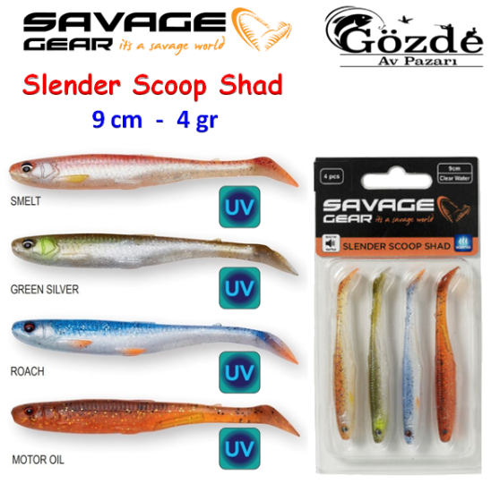 Savage Gear Slender Scoop Shad 9 cm 4 gr Silikon Clear resmi
